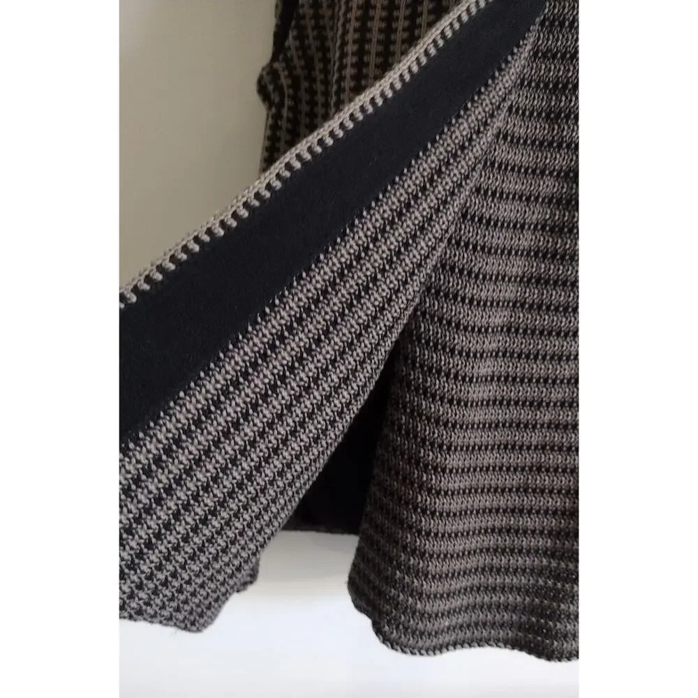 Habitat Long Bulky‎ Knit Vest with High Button Collar, Blk/Taupe, Sz M